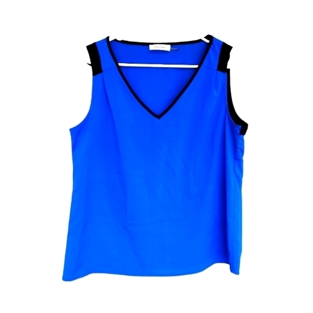 Calvin KLEIN BLUE & BLACK SLEEVLESS TOP SIZE MEDIUM